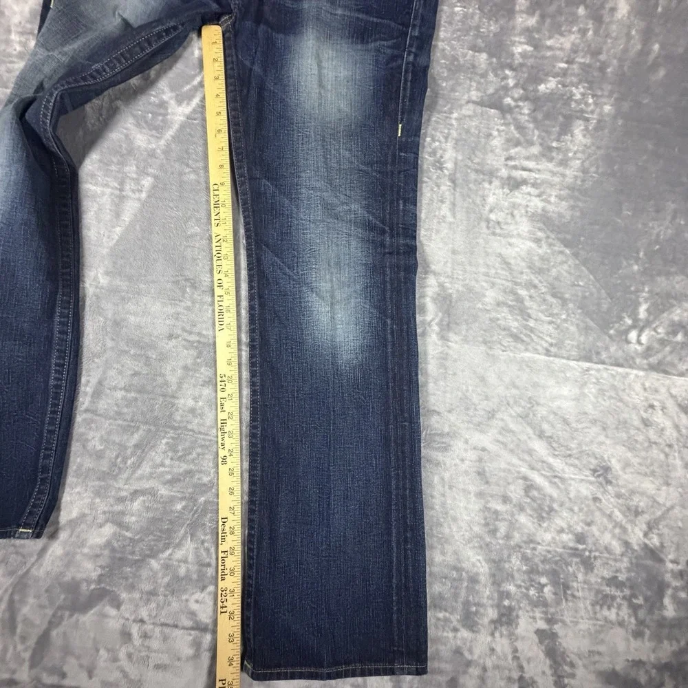 True Religion Jeans Men's 36x34 Blue Denim Relaxed Baggy Bobby Honeycomb Wisker